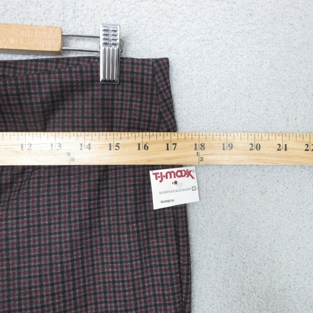 Zak & Rachel Womens Pull On Pants Petite Large Dark Plaid Ankle Slit Hem - Picture 3 of 8